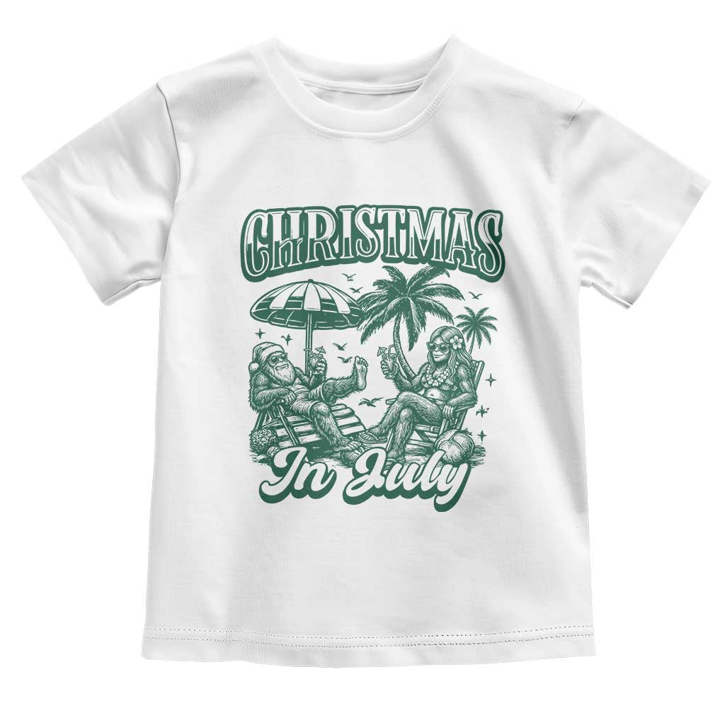 Vintage Summer Christmas Bigfoot Couple Toddler T Shirt Tropical Xmas Graphic TS12 White Print Your Wear