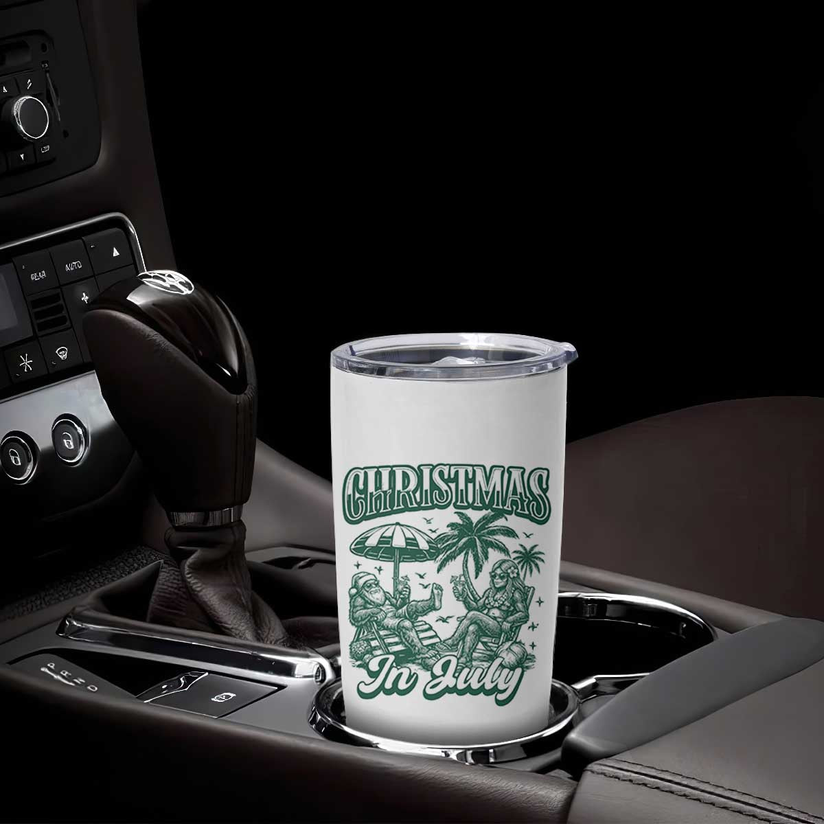 Vintage Summer Christmas Bigfoot Couple Tumbler Cup Tropical Xmas Graphic TS12 Print Your Wear