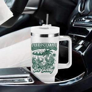 Vintage Summer Christmas Bigfoot Couple Tumbler With Handle Tropical Xmas Graphic TS12 Print Your Wear