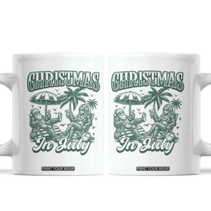 Vintage Summer Christmas Bigfoot Couple Coffee Mug Tropical Xmas Graphic TS12 White Print Your Wear