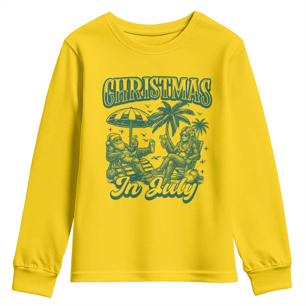 Vintage Summer Christmas Bigfoot Couple Youth Sweatshirt Tropical Xmas Graphic TS12 Daisy Print Your Wear