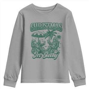 Vintage Summer Christmas Bigfoot Couple Youth Sweatshirt Tropical Xmas Graphic TS12 Sport Gray Print Your Wear