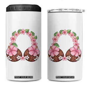 Hibiscus Flower Coconut Bra 4 in 1 Can Cooler Tumbler Tropical Summer Graphic TS12 One Size: 16 oz White Print Your Wear
