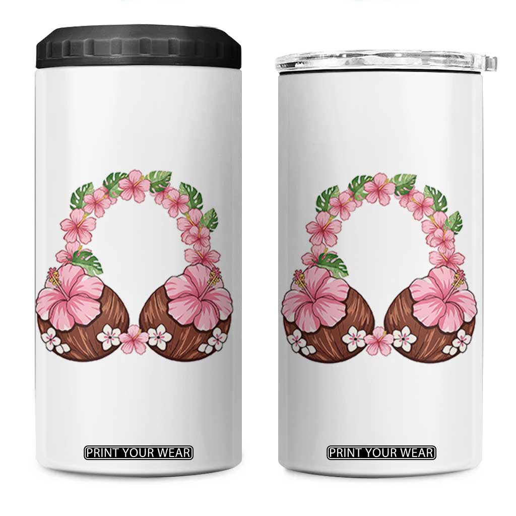 Hibiscus Flower Coconut Bra 4 in 1 Can Cooler Tumbler Tropical Summer Graphic TS12 One Size: 16 oz White Print Your Wear