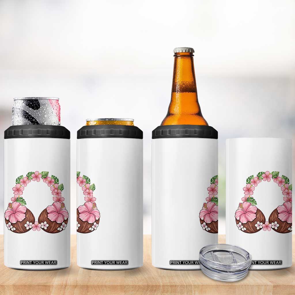 Hibiscus Flower Coconut Bra 4 in 1 Can Cooler Tumbler Tropical Summer Graphic TS12 Print Your Wear