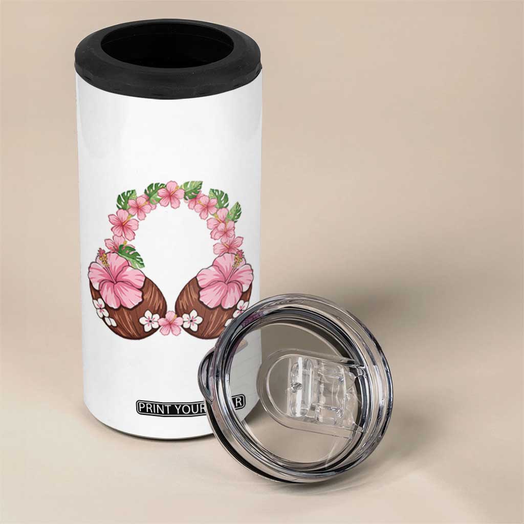 Hibiscus Flower Coconut Bra 4 in 1 Can Cooler Tumbler Tropical Summer Graphic TS12 Print Your Wear