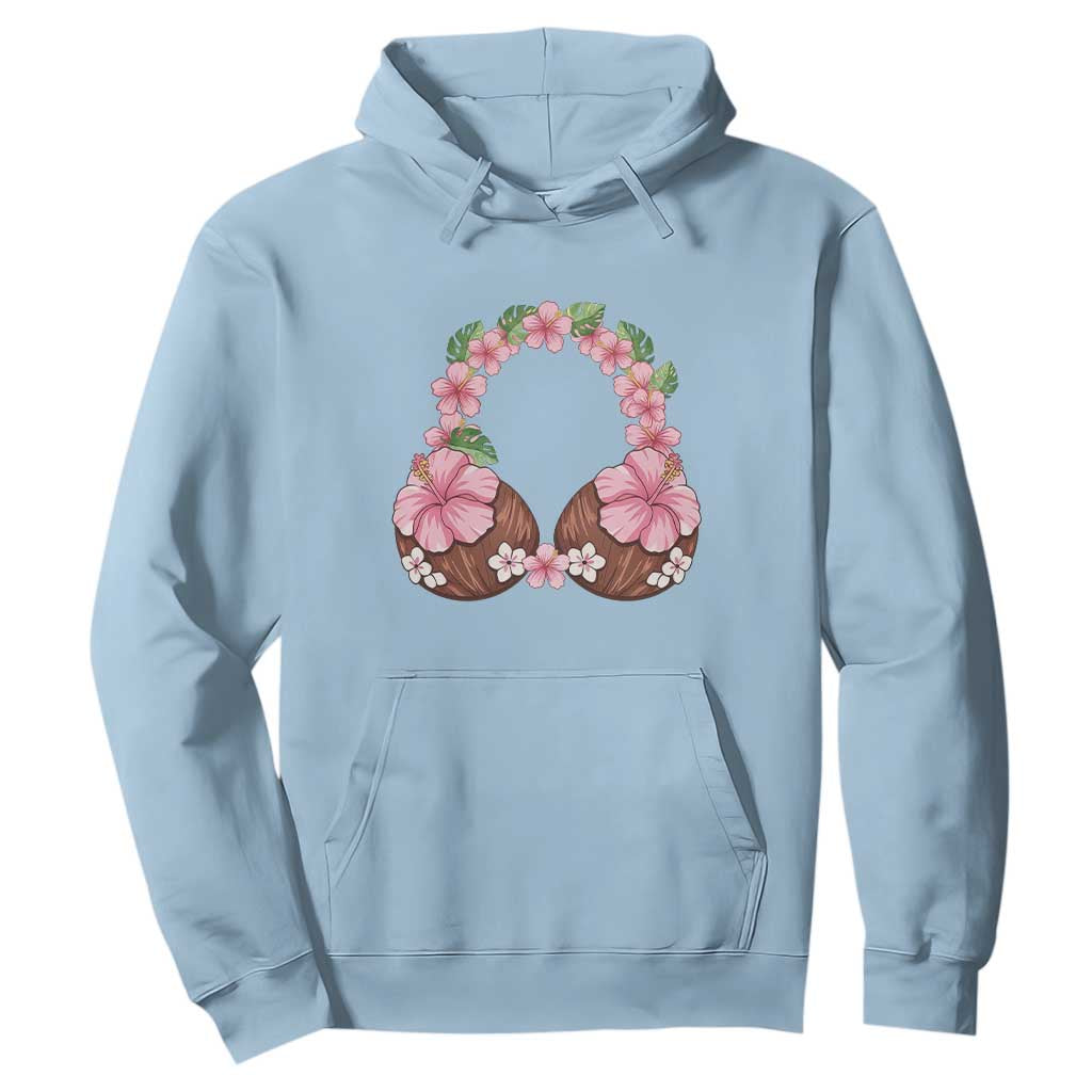 Hibiscus Flower Coconut Bra Hoodie Tropical Summer Graphic TS12 Light Blue Print Your Wear