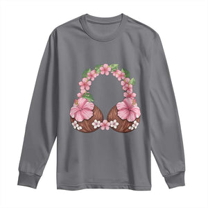 Hibiscus Flower Coconut Bra Long Sleeve Shirt Tropical Summer Graphic TS12 Charcoal Print Your Wear
