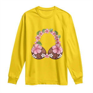 Hibiscus Flower Coconut Bra Long Sleeve Shirt Tropical Summer Graphic TS12 Daisy Print Your Wear