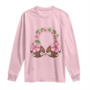 Hibiscus Flower Coconut Bra Long Sleeve Shirt Tropical Summer Graphic TS12 Light Pink Print Your Wear