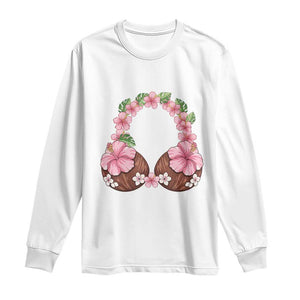 Hibiscus Flower Coconut Bra Long Sleeve Shirt Tropical Summer Graphic TS12 White Print Your Wear