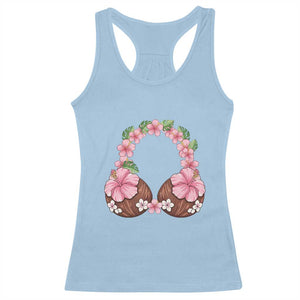 Hibiscus Flower Coconut Bra Racerback Tank Top Tropical Summer Graphic TS12 Light Blue Print Your Wear
