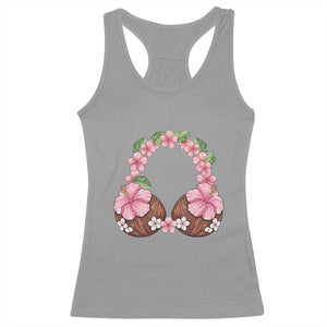 Hibiscus Flower Coconut Bra Racerback Tank Top Tropical Summer Graphic TS12 Sport Gray Print Your Wear