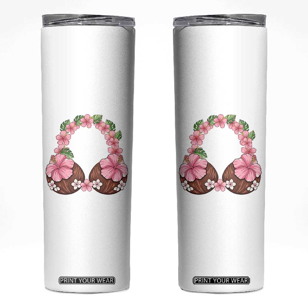 Hibiscus Flower Coconut Bra Skinny Tumbler Tropical Summer Graphic TS12 White Print Your Wear