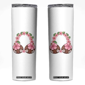 Hibiscus Flower Coconut Bra Skinny Tumbler Tropical Summer Graphic TS12 White Print Your Wear