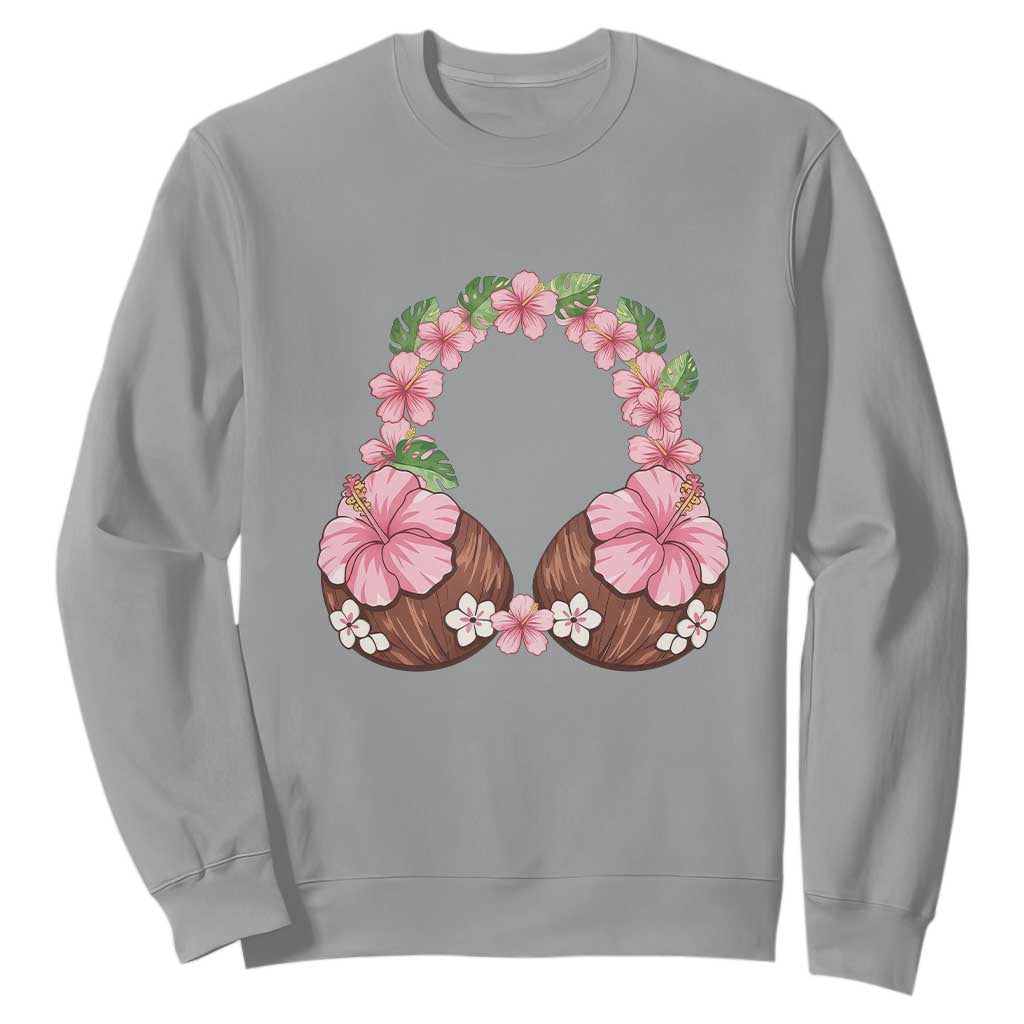 Hibiscus Flower Coconut Bra Sweatshirt Tropical Summer Graphic TS12 Sport Gray Print Your Wear