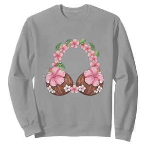 Hibiscus Flower Coconut Bra Sweatshirt Tropical Summer Graphic TS12 Sport Gray Print Your Wear