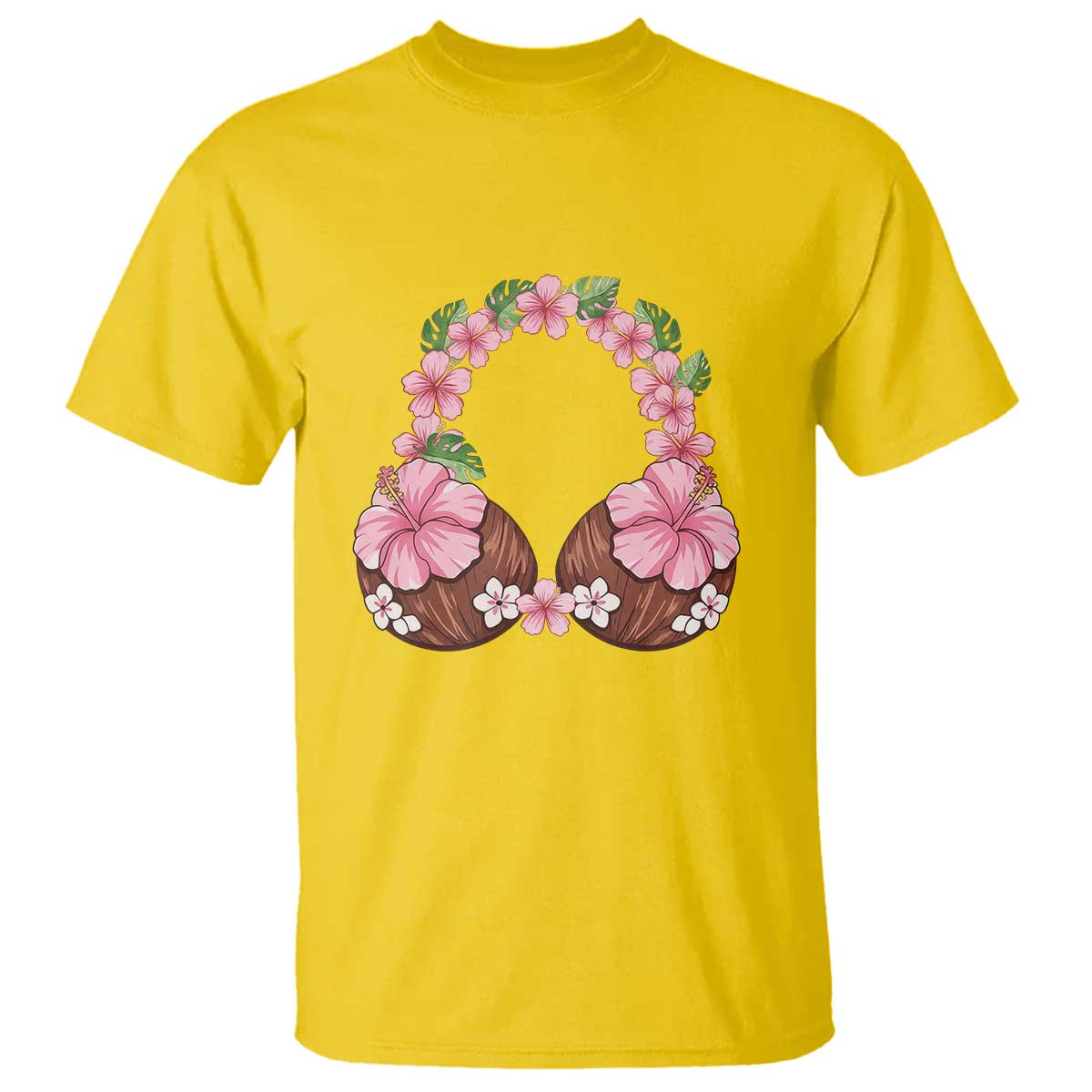 Hibiscus Flower Coconut Bra T Shirt Tropical Summer Graphic TS12 Daisy Print Your Wear
