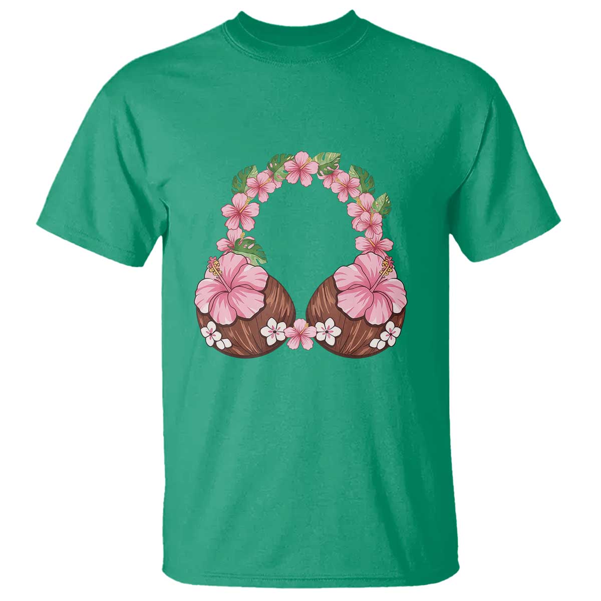 Hibiscus Flower Coconut Bra T Shirt Tropical Summer Graphic TS12 Irish Green Print Your Wear