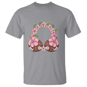 Hibiscus Flower Coconut Bra T Shirt Tropical Summer Graphic TS12 Sport Gray Print Your Wear