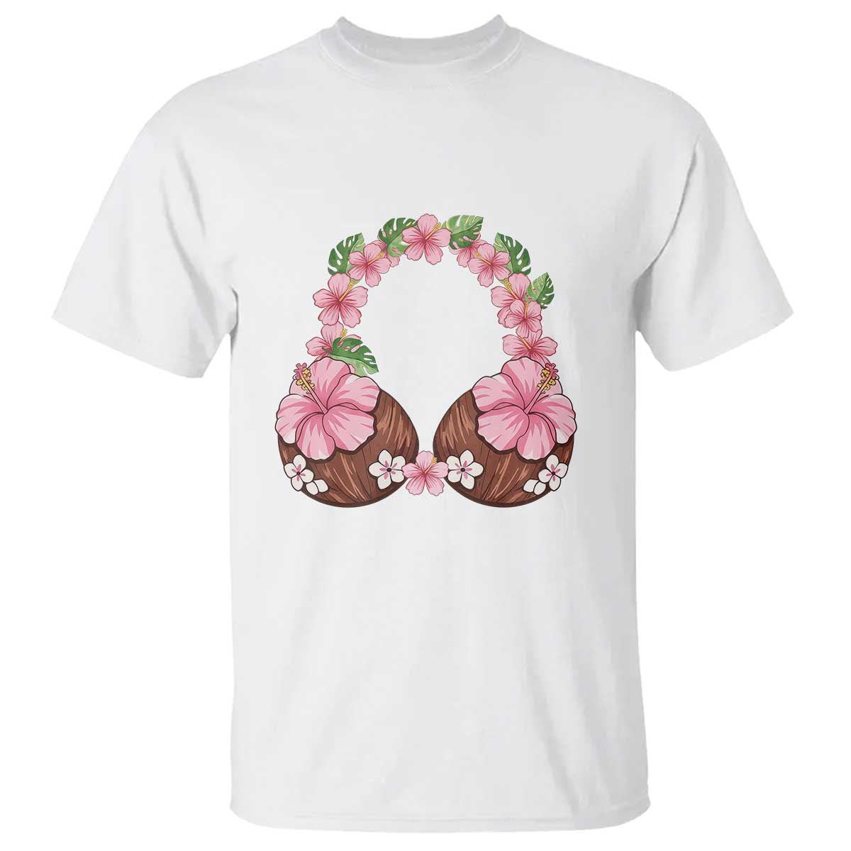 Hibiscus Flower Coconut Bra T Shirt Tropical Summer Graphic TS12 White Print Your Wear
