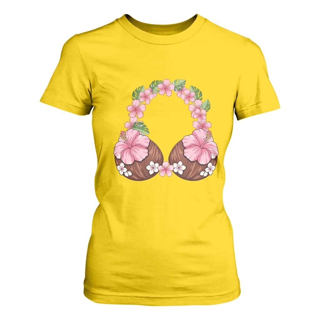 Hibiscus Flower Coconut Bra T Shirt For Women Tropical Summer Graphic TS12 Daisy Print Your Wear