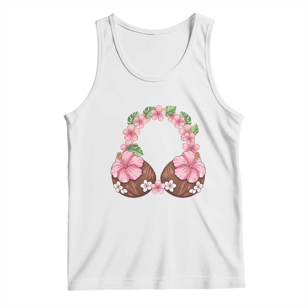 Hibiscus Flower Coconut Bra Tank Top Tropical Summer Graphic TS12 White Print Your Wear