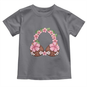 Hibiscus Flower Coconut Bra Toddler T Shirt Tropical Summer Graphic TS12 Charcoal Print Your Wear