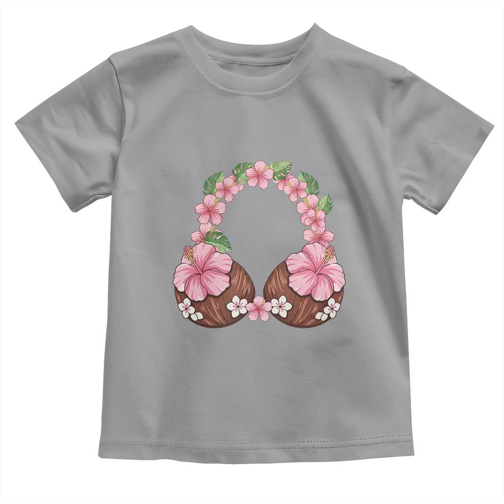 Hibiscus Flower Coconut Bra Toddler T Shirt Tropical Summer Graphic TS12 Sport Gray Print Your Wear