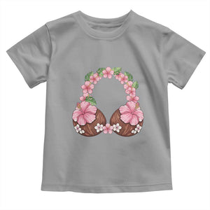 Hibiscus Flower Coconut Bra Toddler T Shirt Tropical Summer Graphic TS12 Sport Gray Print Your Wear