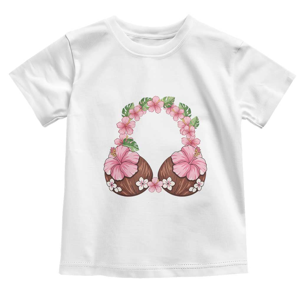 Hibiscus Flower Coconut Bra Toddler T Shirt Tropical Summer Graphic TS12 White Print Your Wear