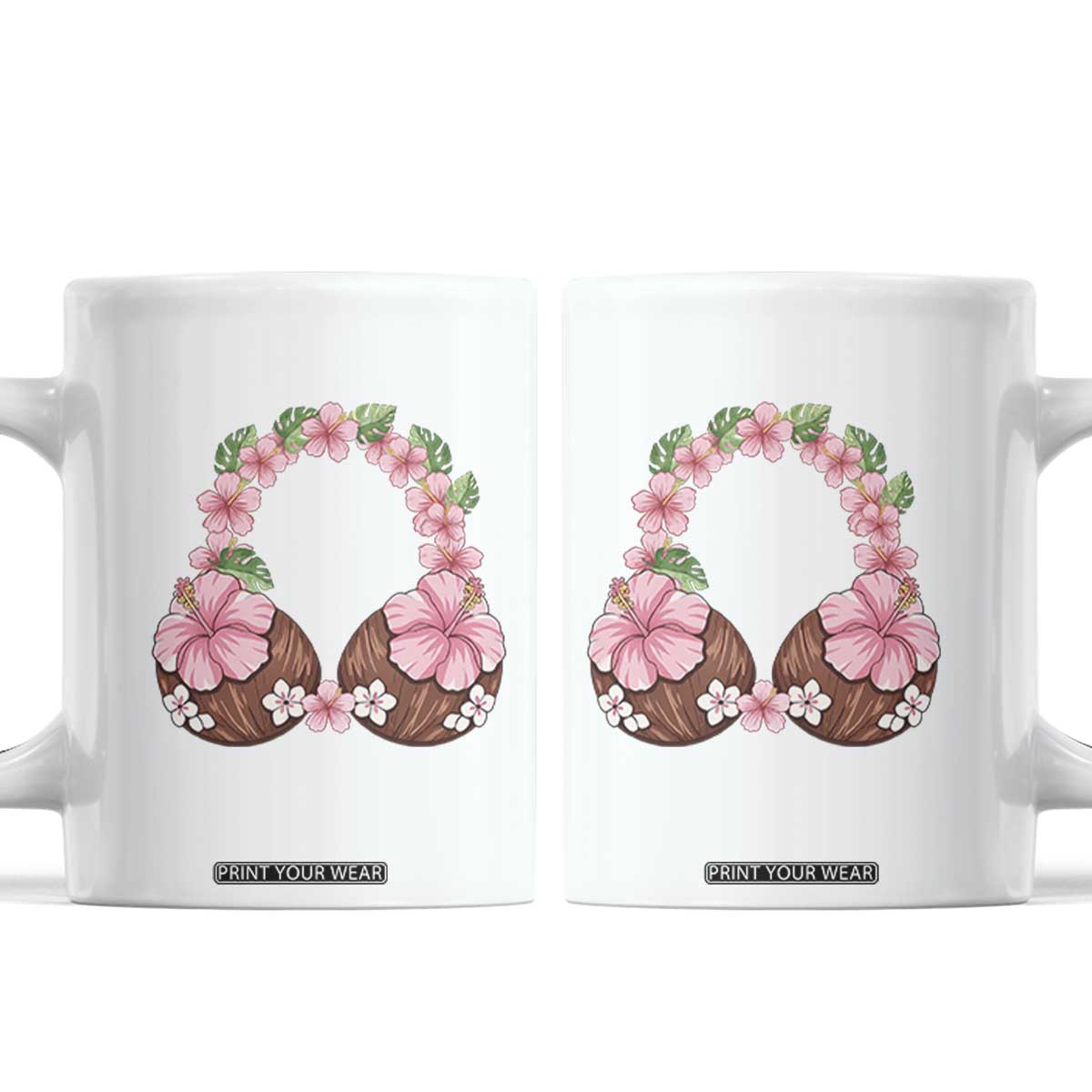 Hibiscus Flower Coconut Bra Coffee Mug Tropical Summer Graphic
