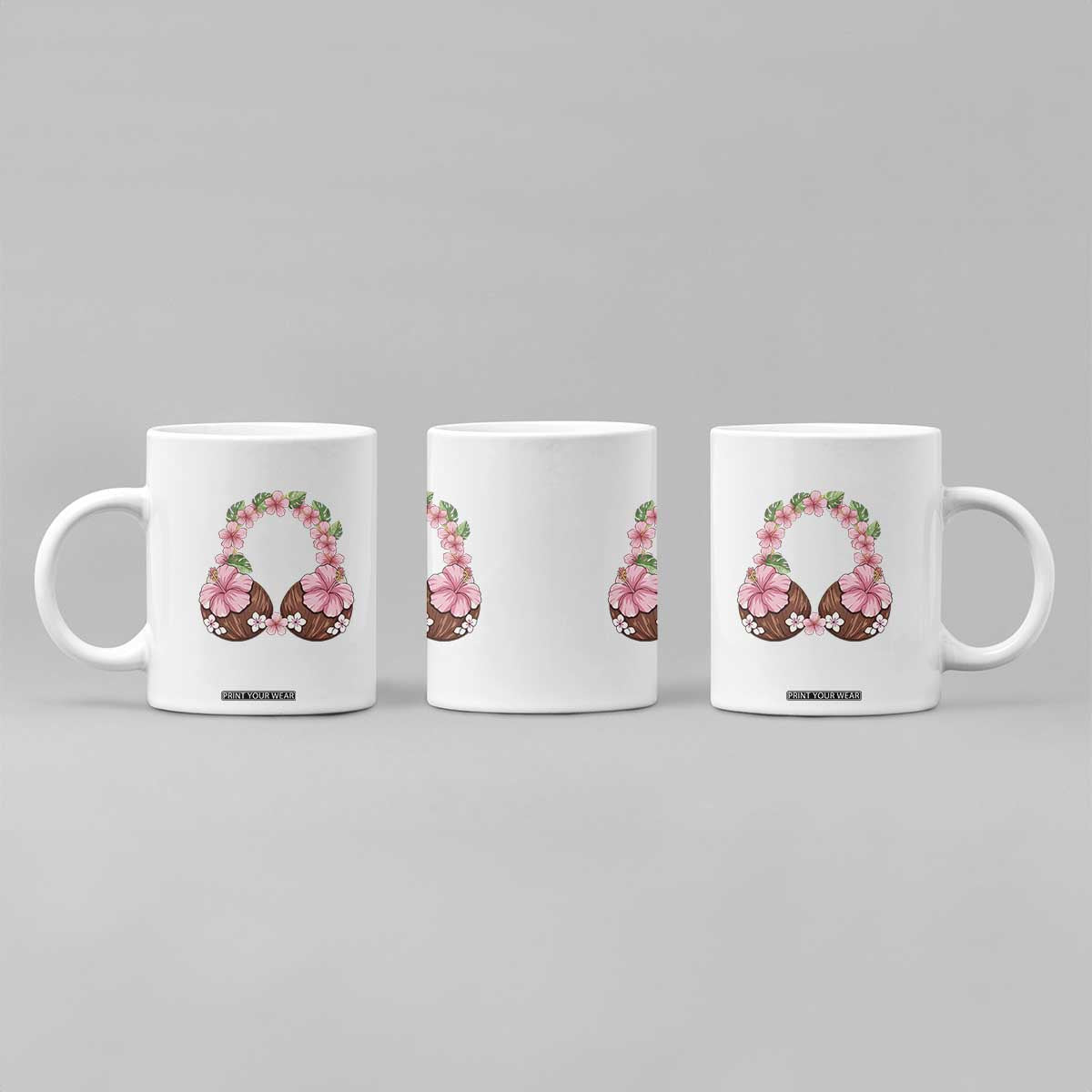Hibiscus Flower Coconut Bra Coffee Mug Tropical Summer Graphic