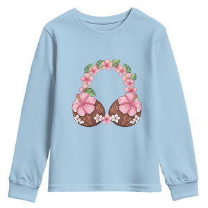Hibiscus Flower Coconut Bra Youth Sweatshirt Tropical Summer Graphic