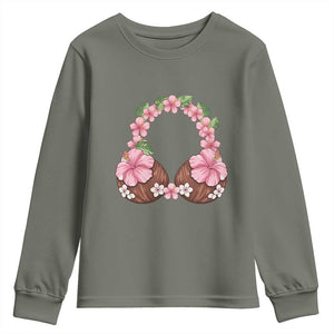 Hibiscus Flower Coconut Bra Youth Sweatshirt Tropical Summer Graphic