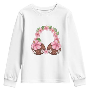 Hibiscus Flower Coconut Bra Youth Sweatshirt Tropical Summer Graphic