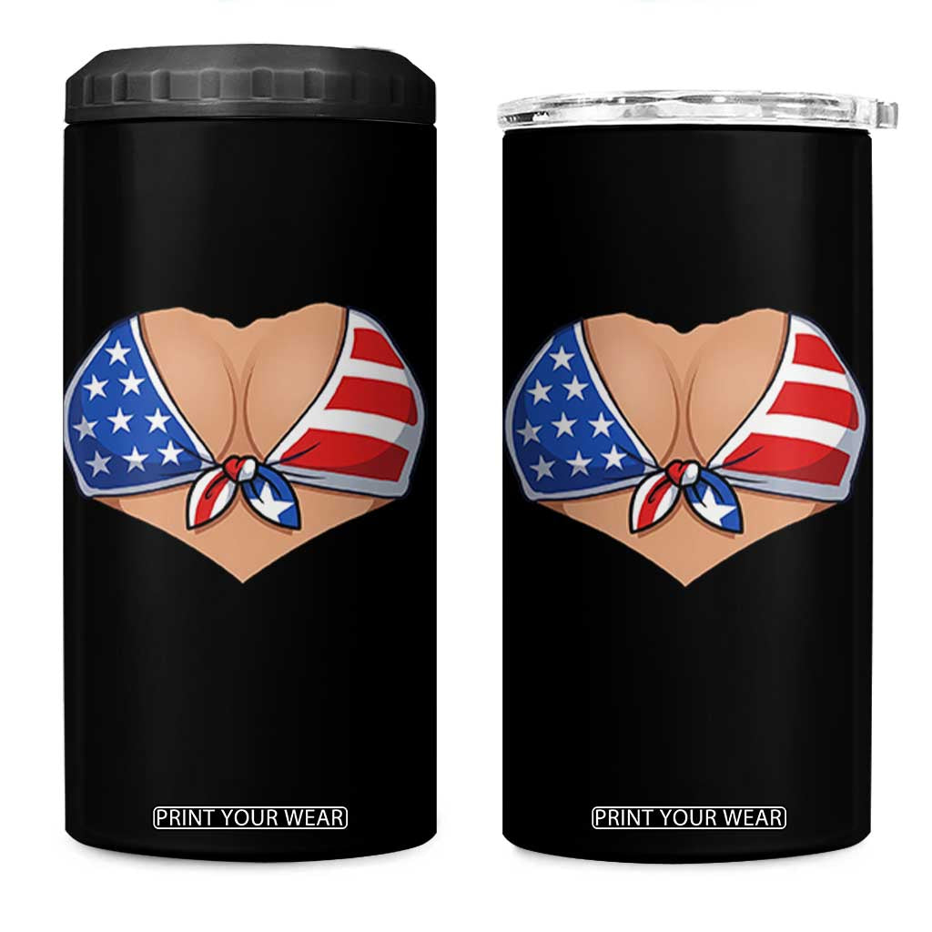 American Flag Bikini 4 in 1 Can Cooler Tumbler Patriotic Summer Vacation Gift TS12 One Size: 16 oz Black Print Your Wear