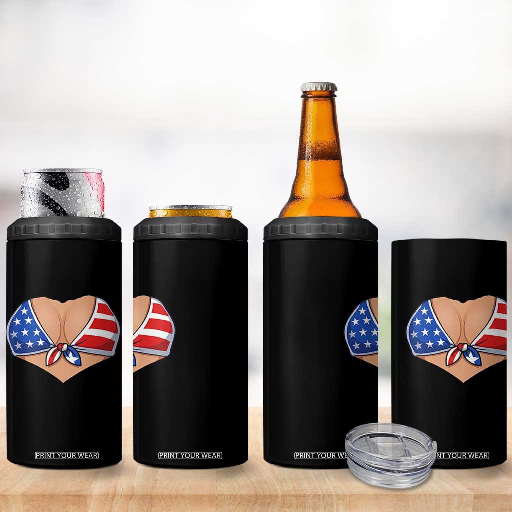 American Flag Bikini 4 in 1 Can Cooler Tumbler Patriotic Summer Vacation Gift TS12 Print Your Wear