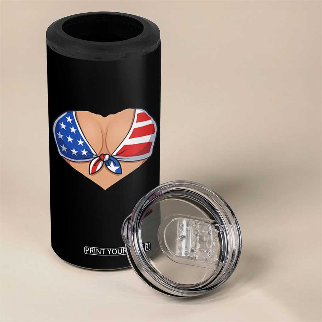 American Flag Bikini 4 in 1 Can Cooler Tumbler Patriotic Summer Vacation Gift TS12 Print Your Wear