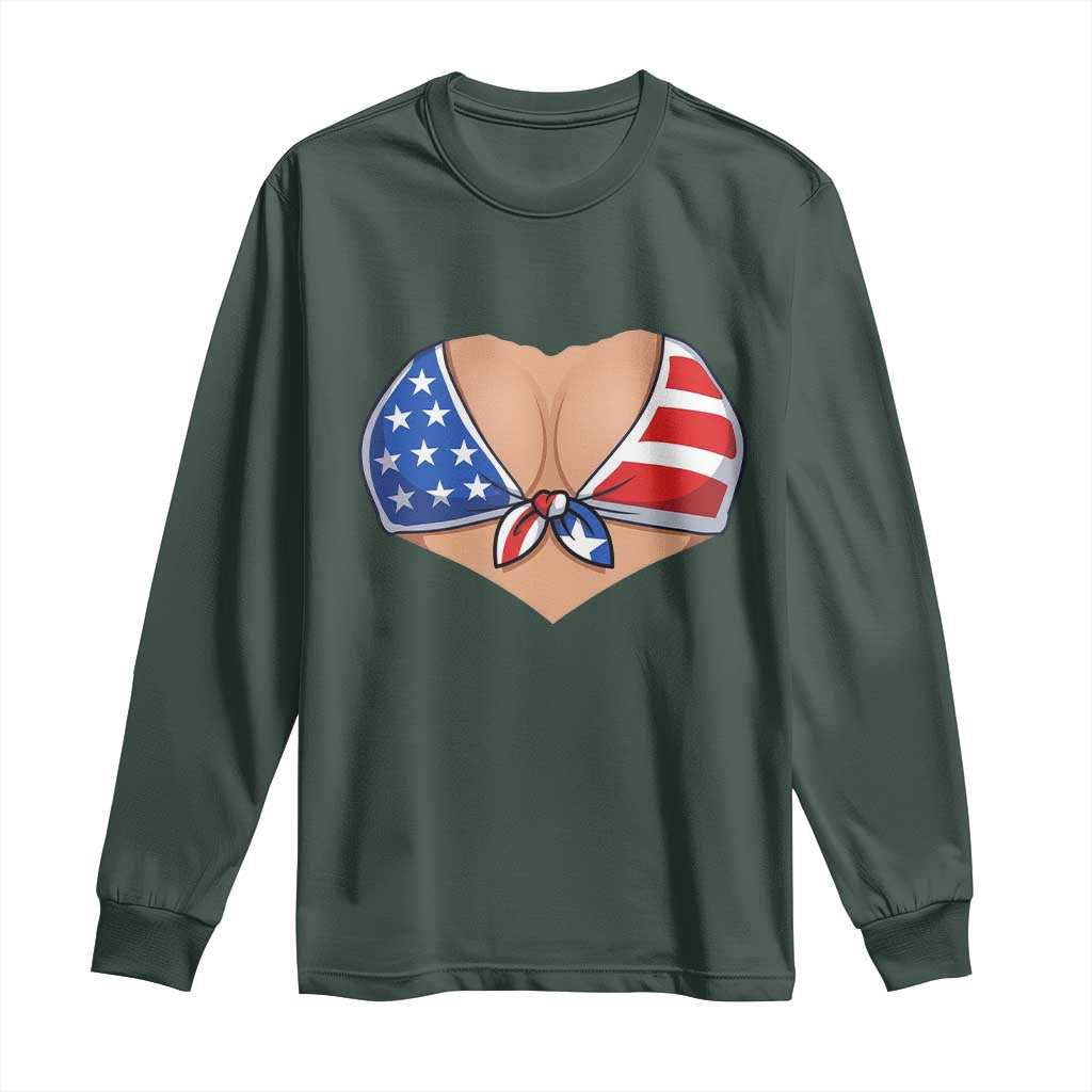 American Flag Bikini Long Sleeve Shirt Patriotic Summer Vacation Gift TS12 Dark Forest Green Print Your Wear