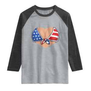 American Flag Bikini Raglan Shirt Patriotic Summer Vacation Gift TS12 Heather Gray Heather Charcoal Print Your Wear