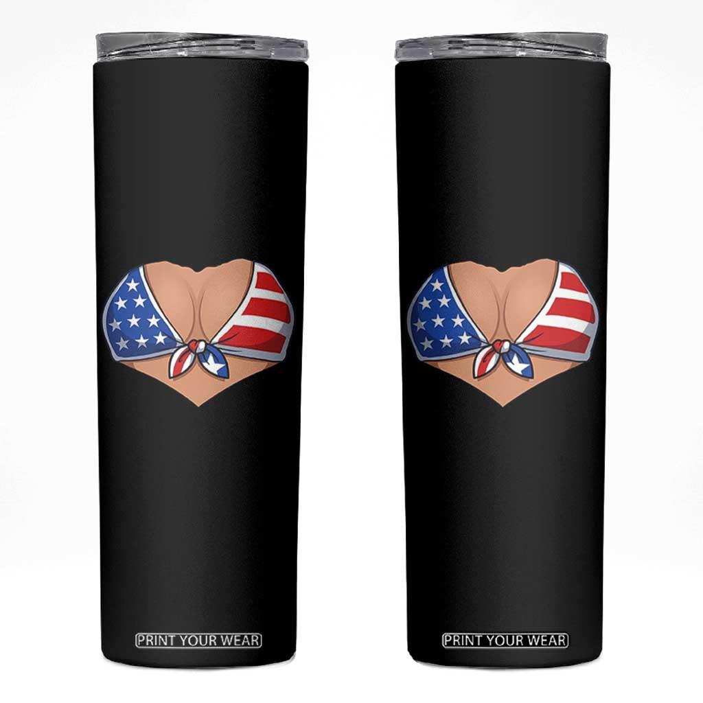 American Flag Bikini Skinny Tumbler Patriotic Summer Vacation Gift TS12 Black Print Your Wear