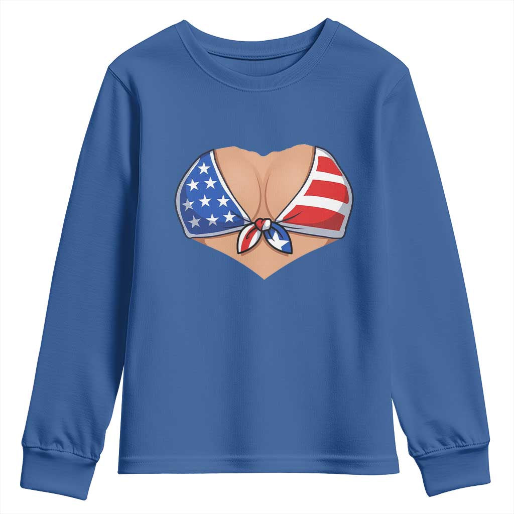 American Flag Bikini Youth Sweatshirt Patriotic Summer Vacation Gift TS12 Royal Blue Print Your Wear