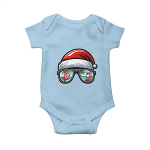 Funny Santa Sunglasses Baby Onesie Beach Christmas Vacation Graphic TS12 Light Blue Print Your Wear