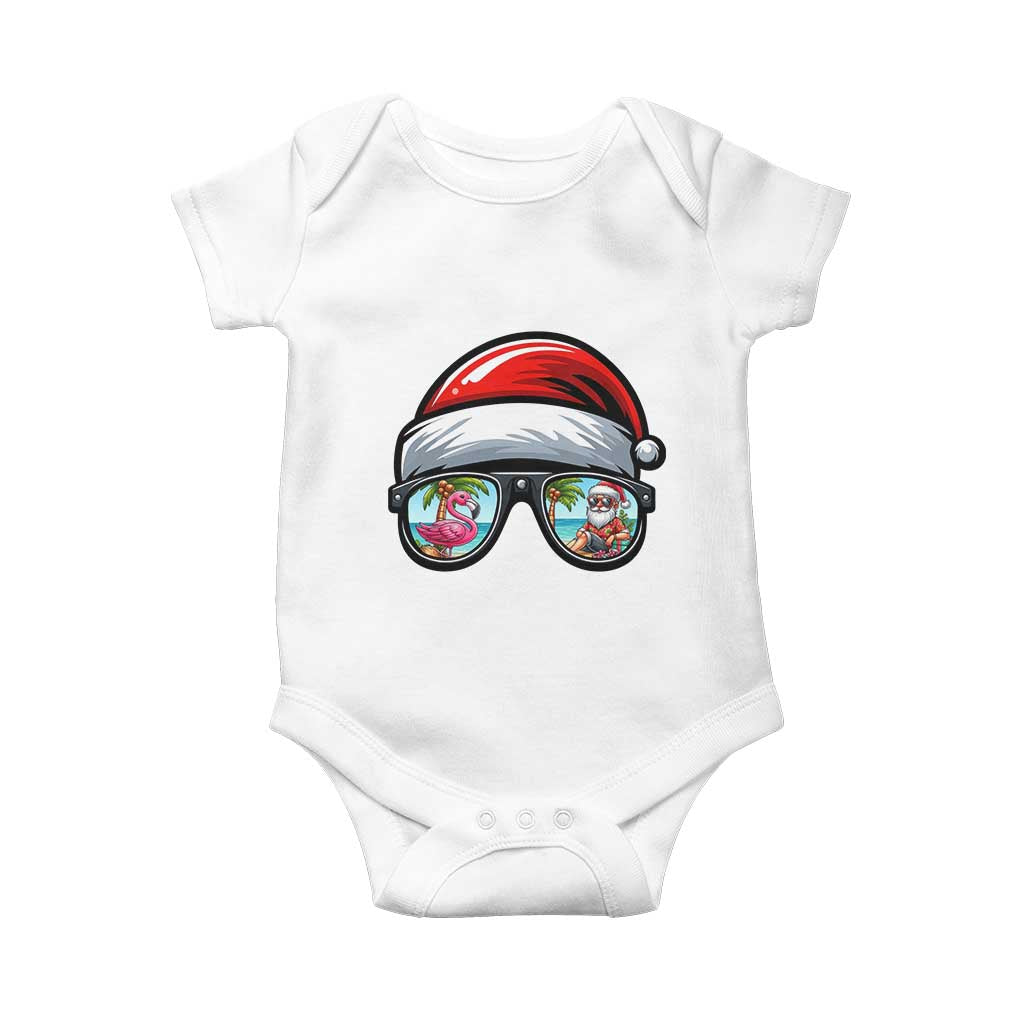 Funny Santa Sunglasses Baby Onesie Beach Christmas Vacation Graphic TS12 White Print Your Wear