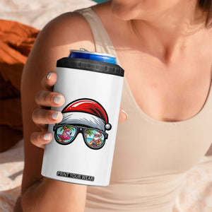 Funny Santa Sunglasses 4 in 1 Can Cooler Tumbler Beach Christmas Vacation Graphic TS12 Print Your Wear