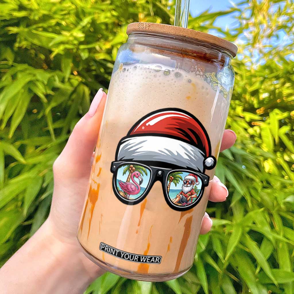 Funny Santa Sunglasses Glass Can Beach Christmas Vacation Graphic TS12 White Print Your Wear