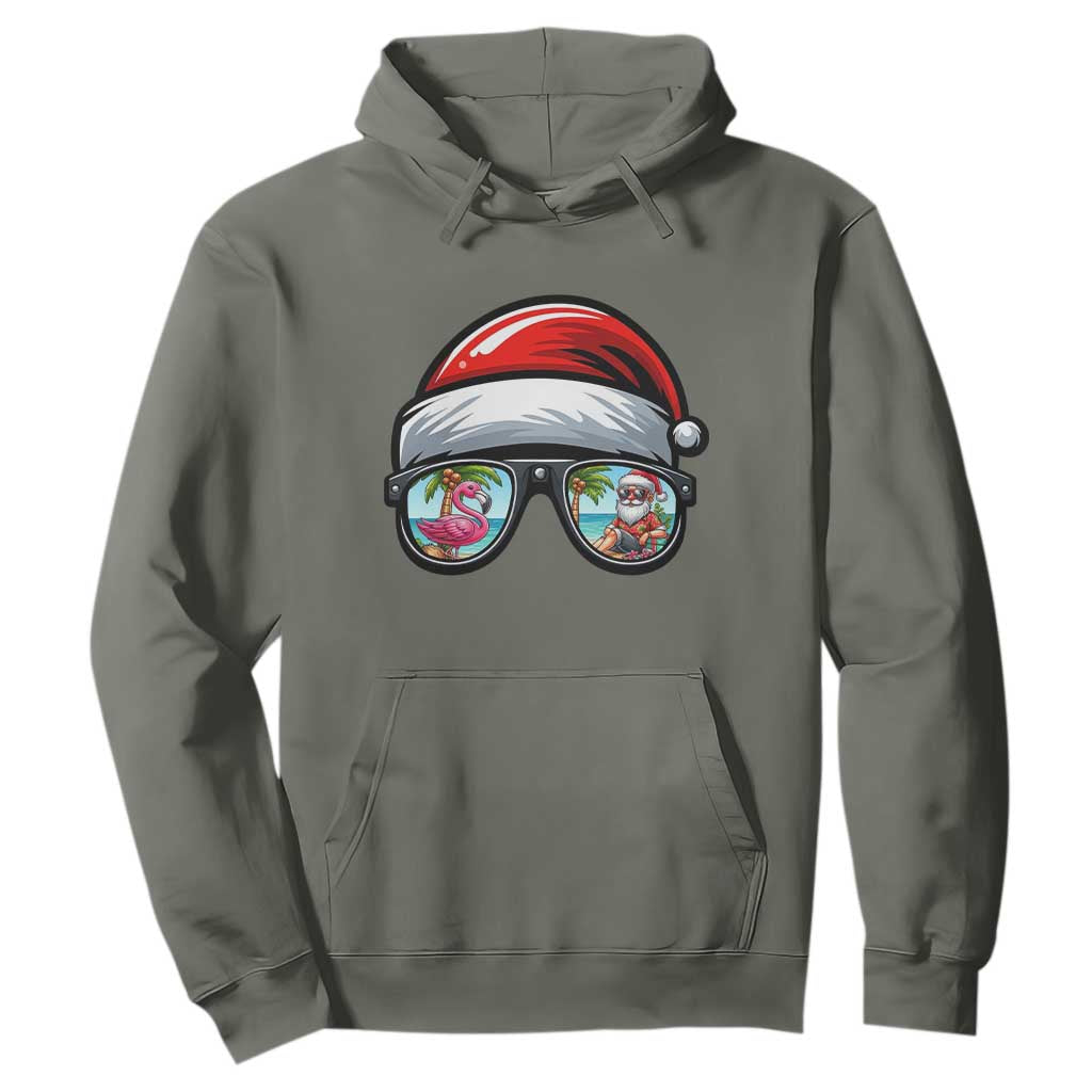 Funny Santa Sunglasses Hoodie Beach Christmas Vacation Graphic TS12 Military Green Print Your Wear