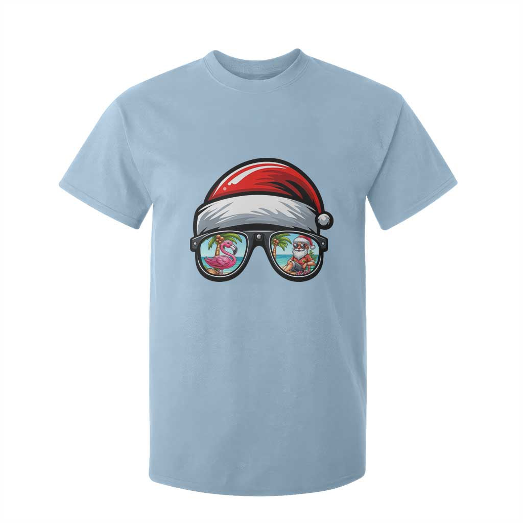Funny Santa Sunglasses T Shirt For Kid Beach Christmas Vacation Graphic TS12 Light Blue Print Your Wear