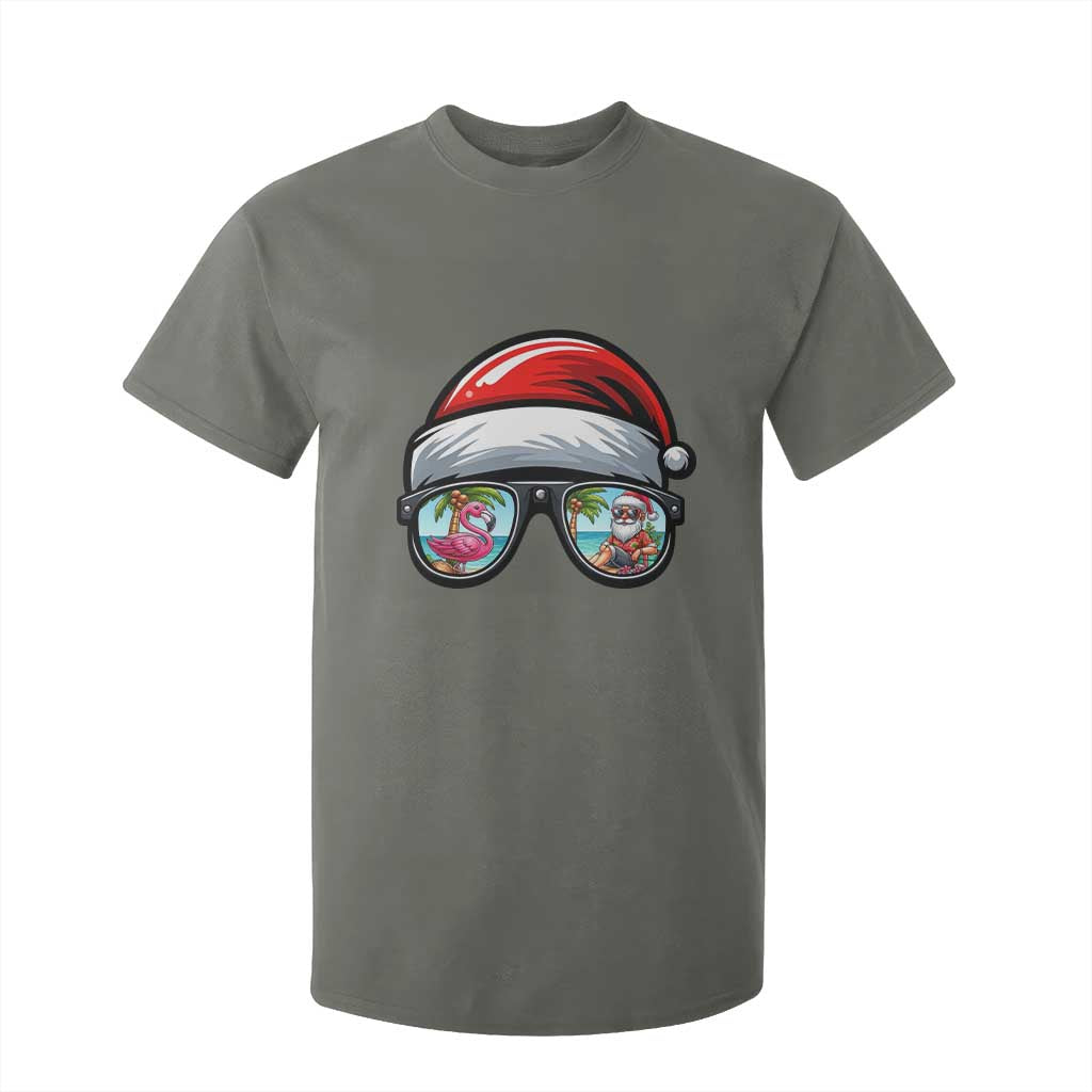 Funny Santa Sunglasses T Shirt For Kid Beach Christmas Vacation Graphic TS12 Military Green Print Your Wear